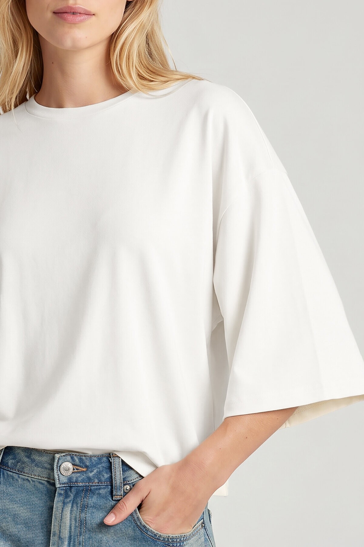 Yarasa Kollu Basic Örme Bluz EKRU LUB0369