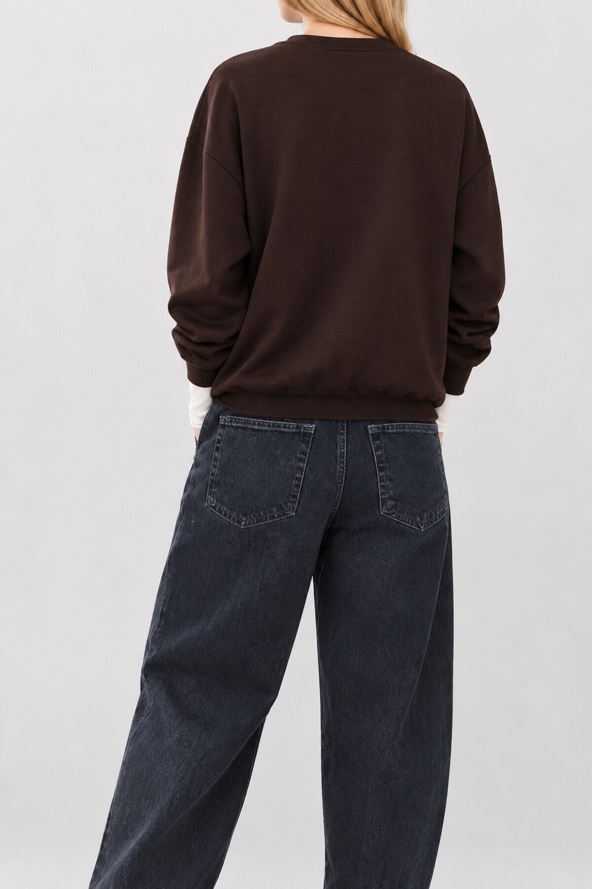 Basic Mevsimlik Modal Sweatshirt ACI KAHVE LEN0026