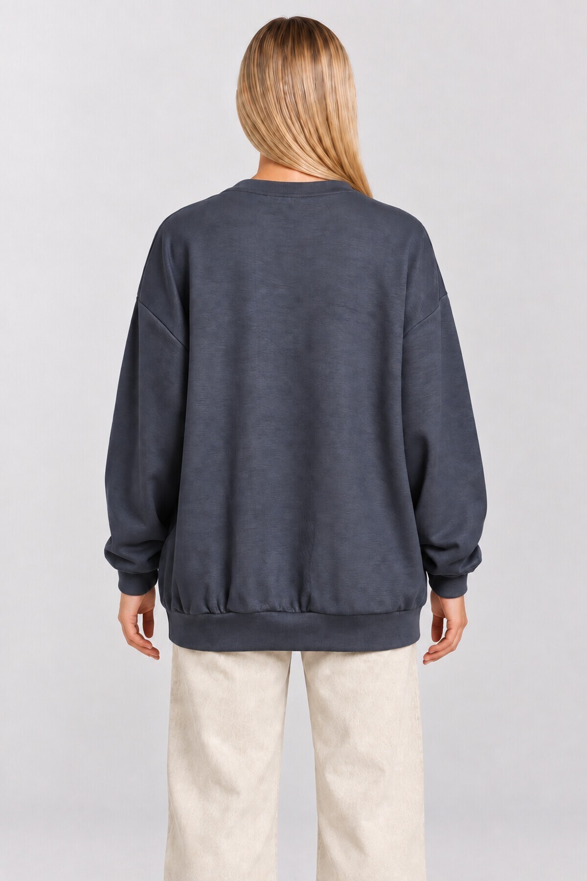 Basic Mevsimlik Modal Sweatshirt FÜME LEN0026