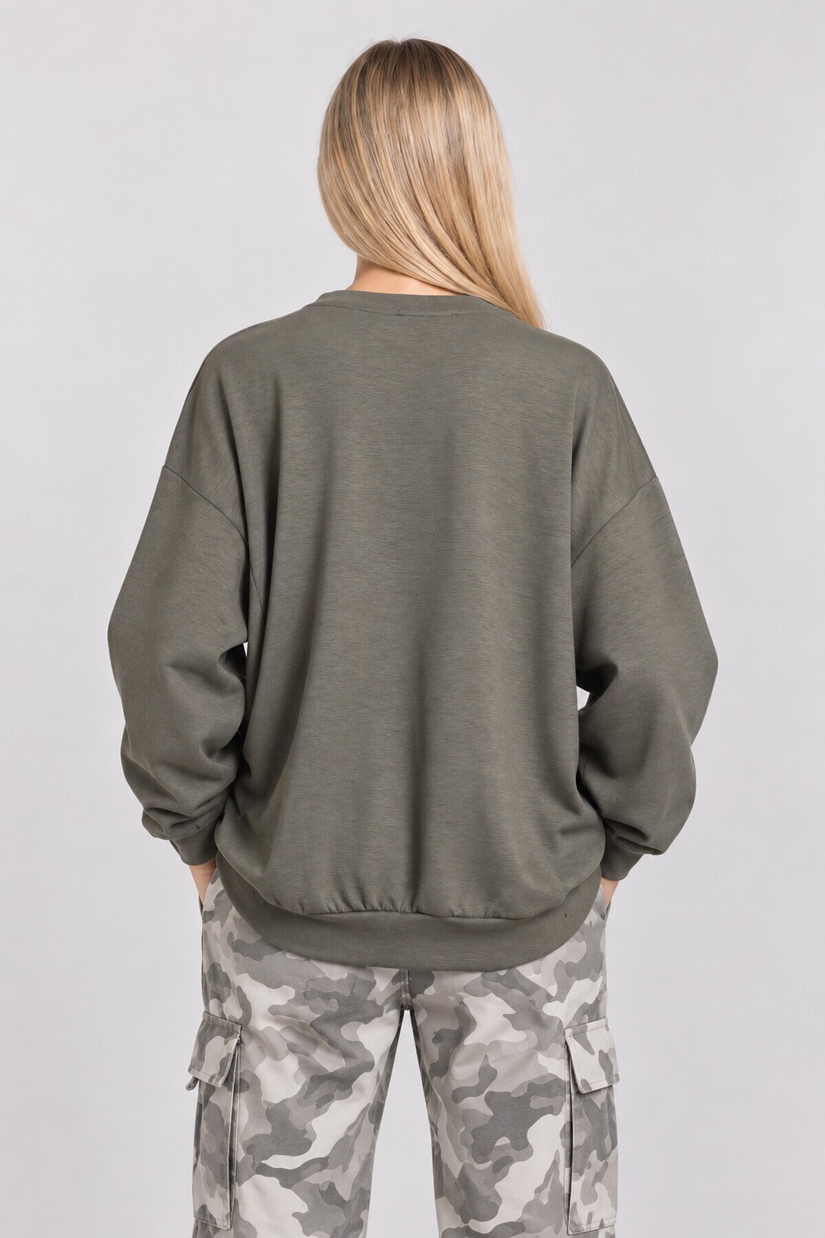 Basic Mevsimlik Modal Sweatshirt HAKİ LEN0026