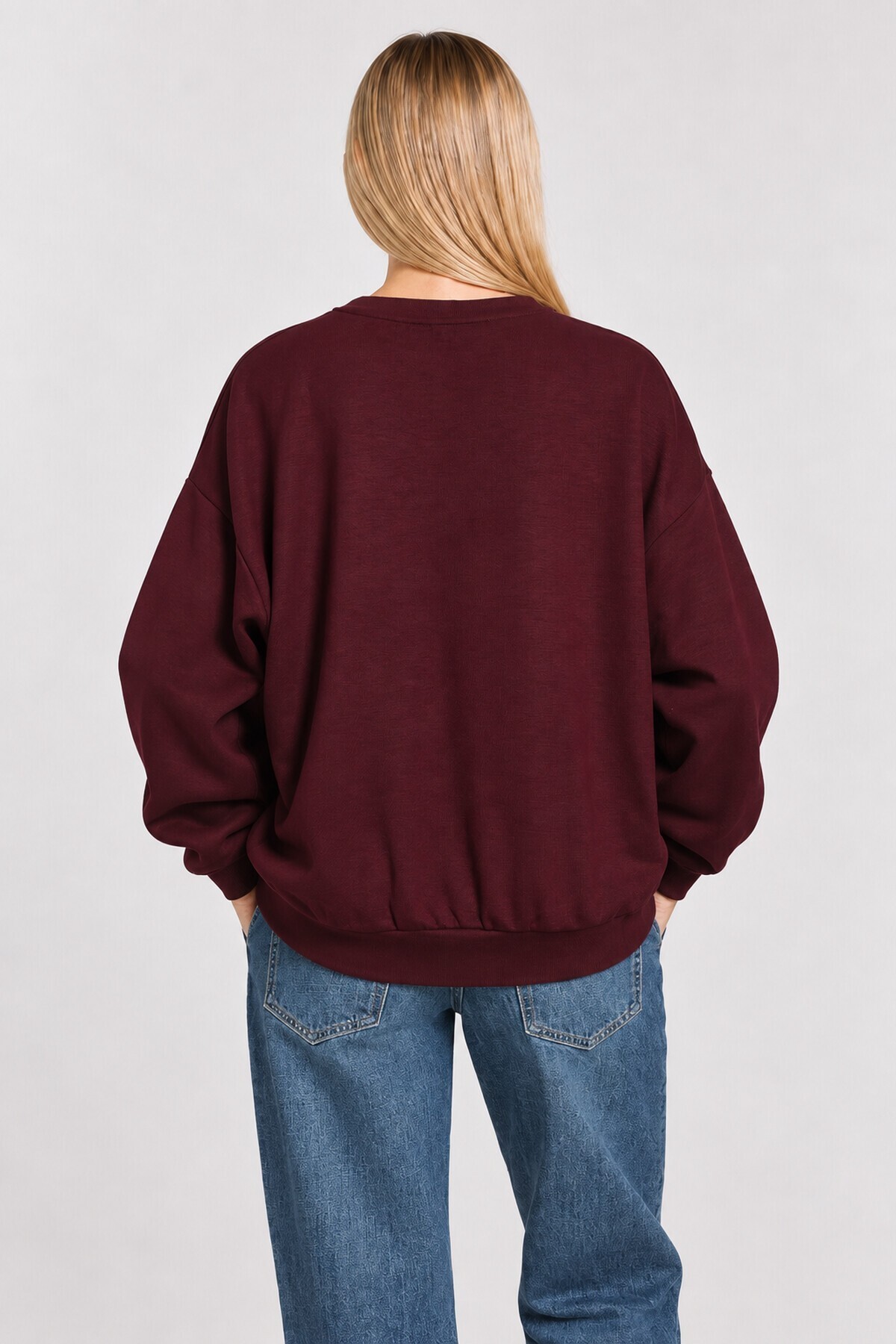 Basic Mevsimlik Modal Sweatshirt MÜRDÜM LEN0026