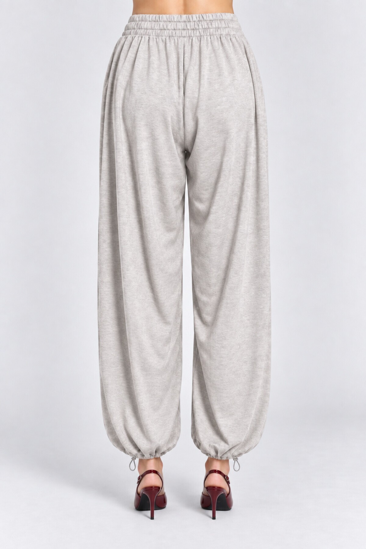 Beli Şallı Modal Bluz Pantolon Takım GRİ MELANJ LBY0073