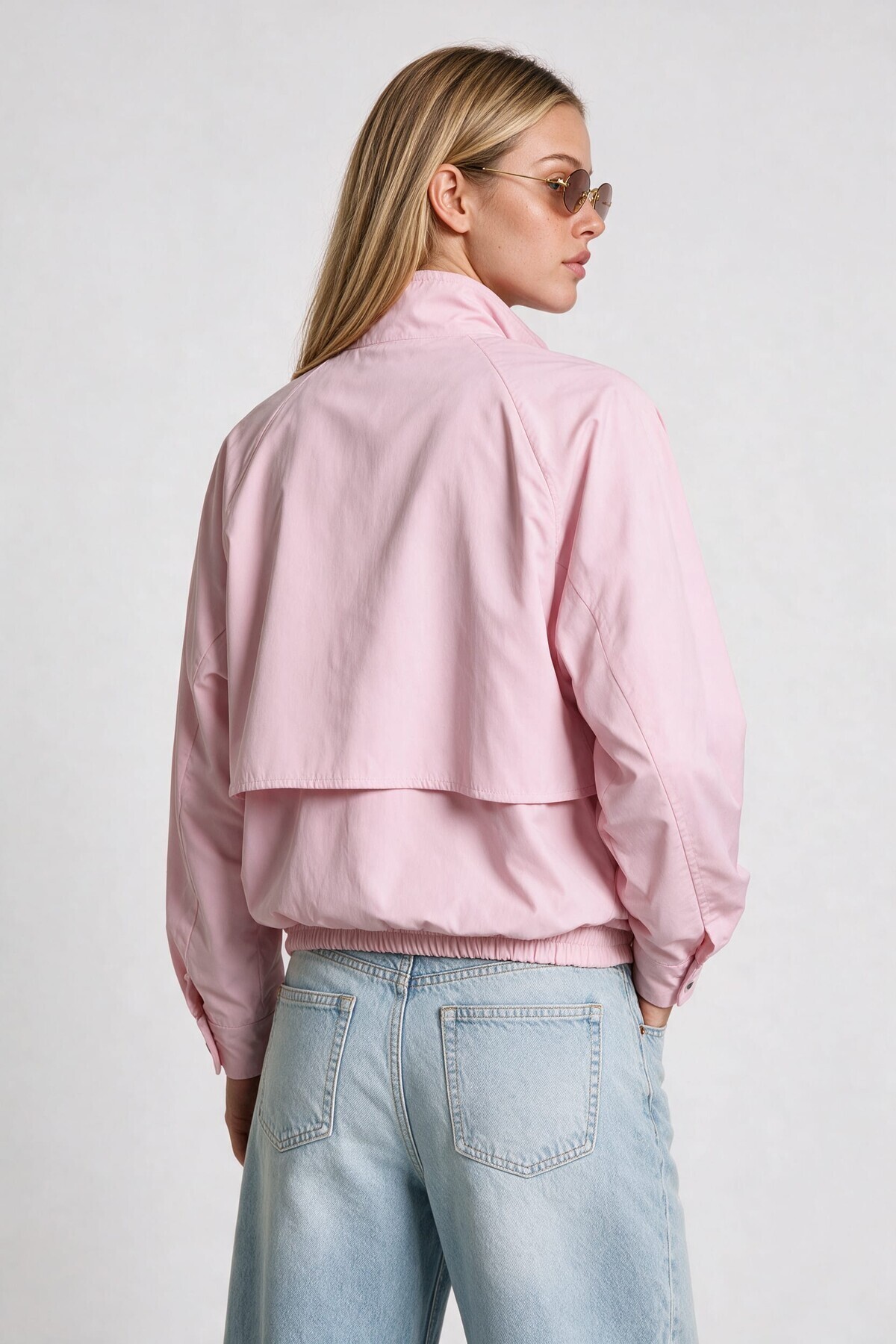Dik Yaka Oversize Bomber Ceket ŞEKER PEMBE LGX0018