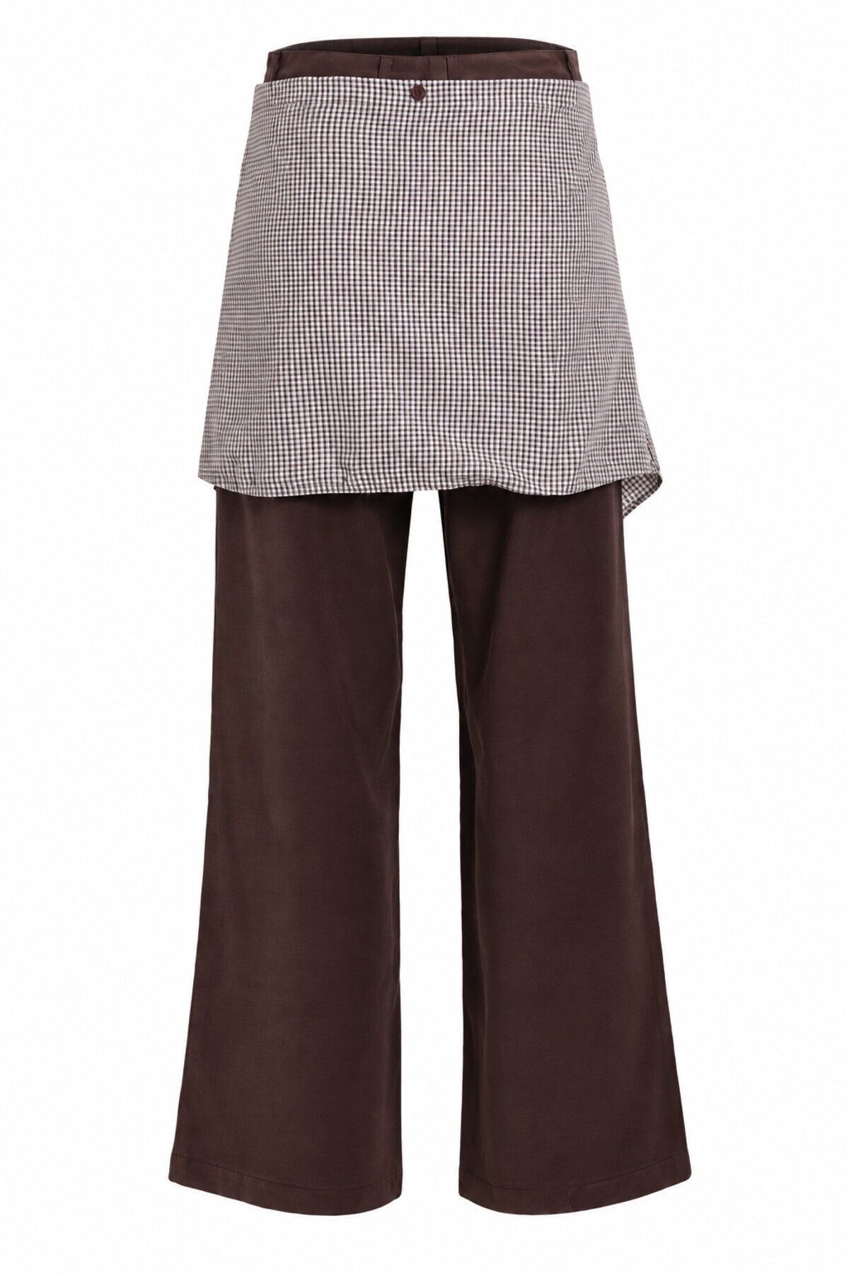 Gömlek Bağlama Detaylı Tencel Pantolon KAHVERENGİ LBY0074
