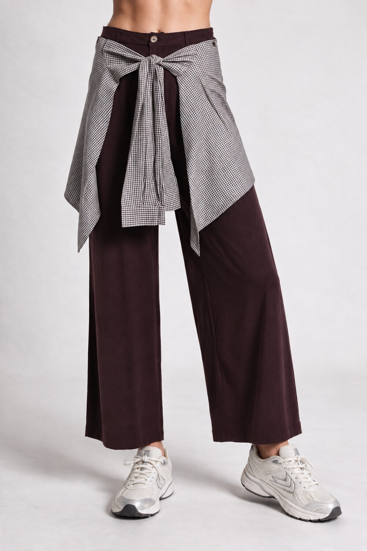Gömlek Bağlama Detaylı Tencel Pantolon MÜRDÜM LBY0074