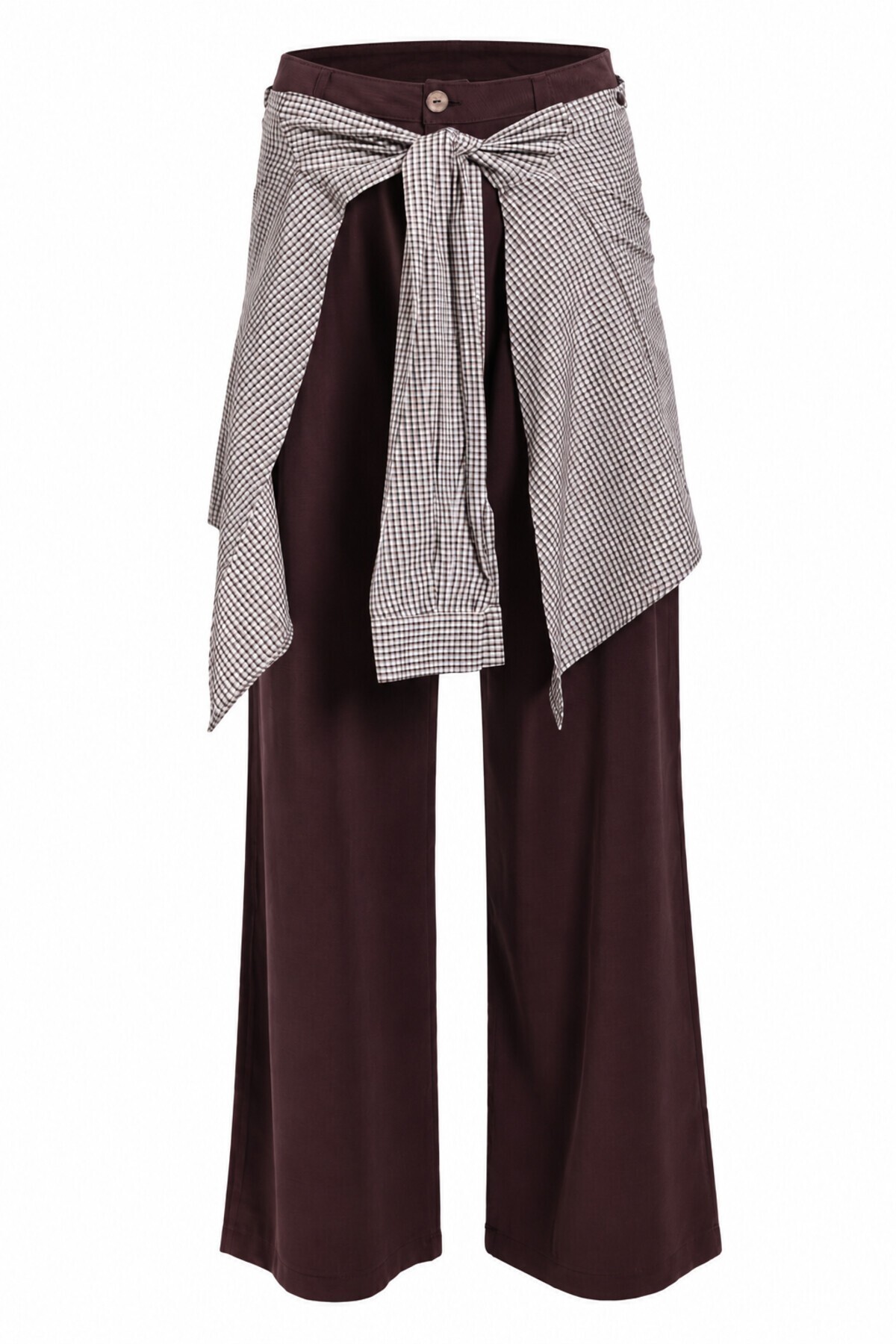 Gömlek Bağlama Detaylı Tencel Pantolon MÜRDÜM LBY0074
