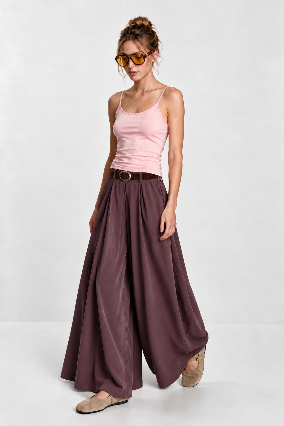 Kemerli Gabardin Etek Pantolon MÜRDÜM LBY0072