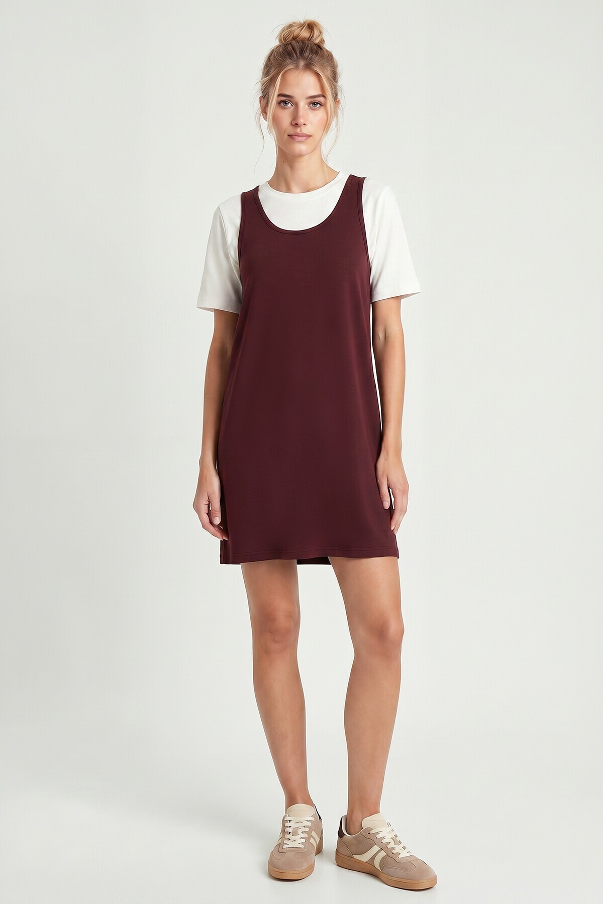 Mini T-shirt Elbise İkili Modal Takım MÜRDÜM LNT0040