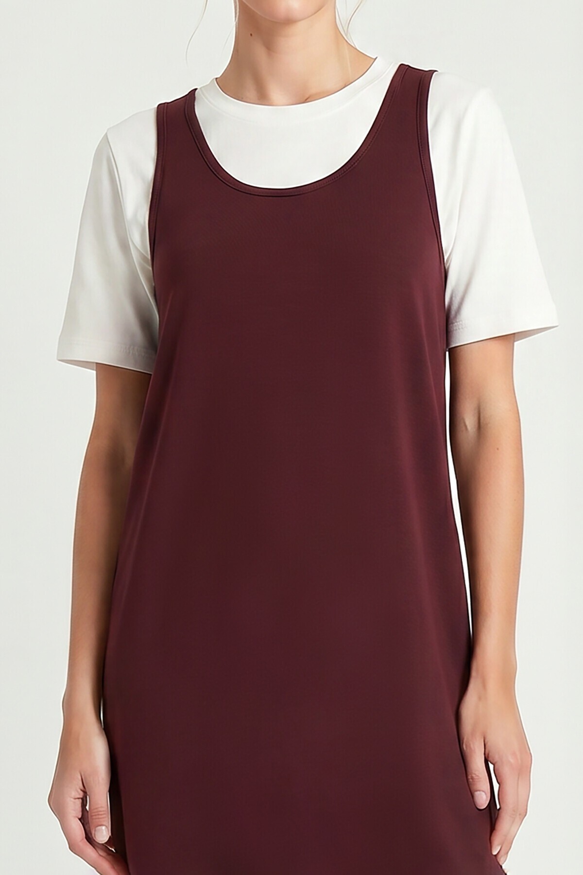 Mini T-shirt Elbise İkili Modal Takım MÜRDÜM LNT0040