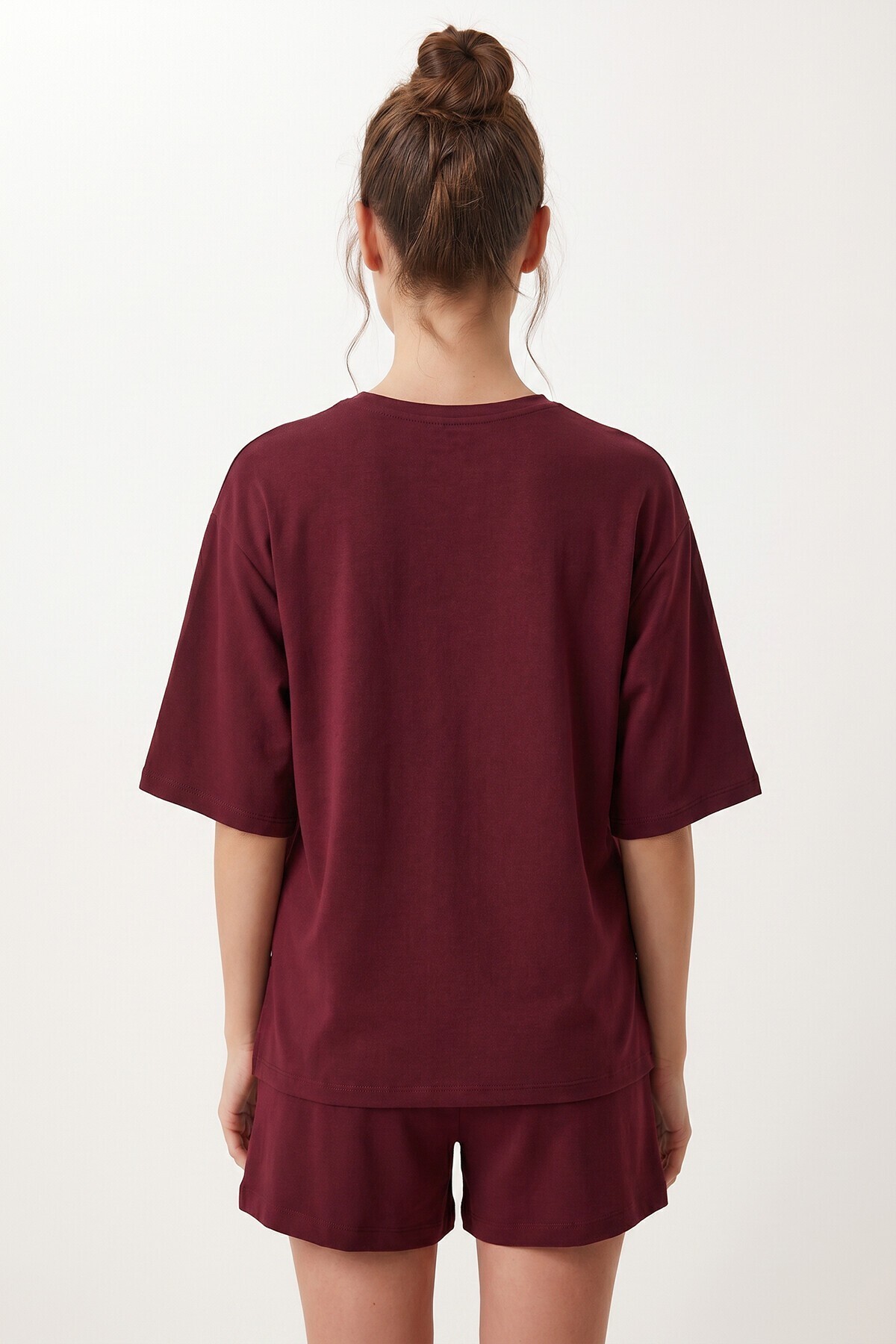Modal Oversize T-shirt Şort Takım MÜRDÜM LUB0379