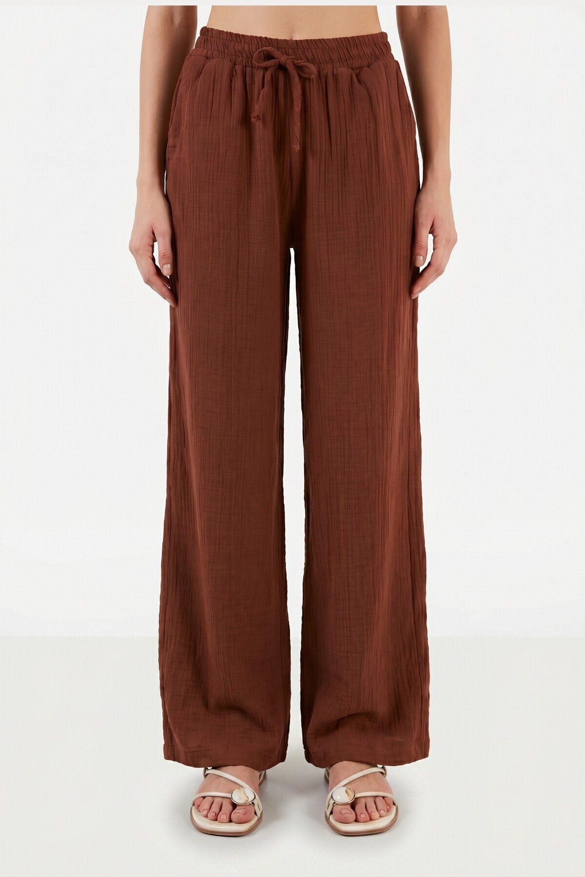 Oversize Müslin Gömlek Pantolon Takım KOYU KİREMİT LSA0014