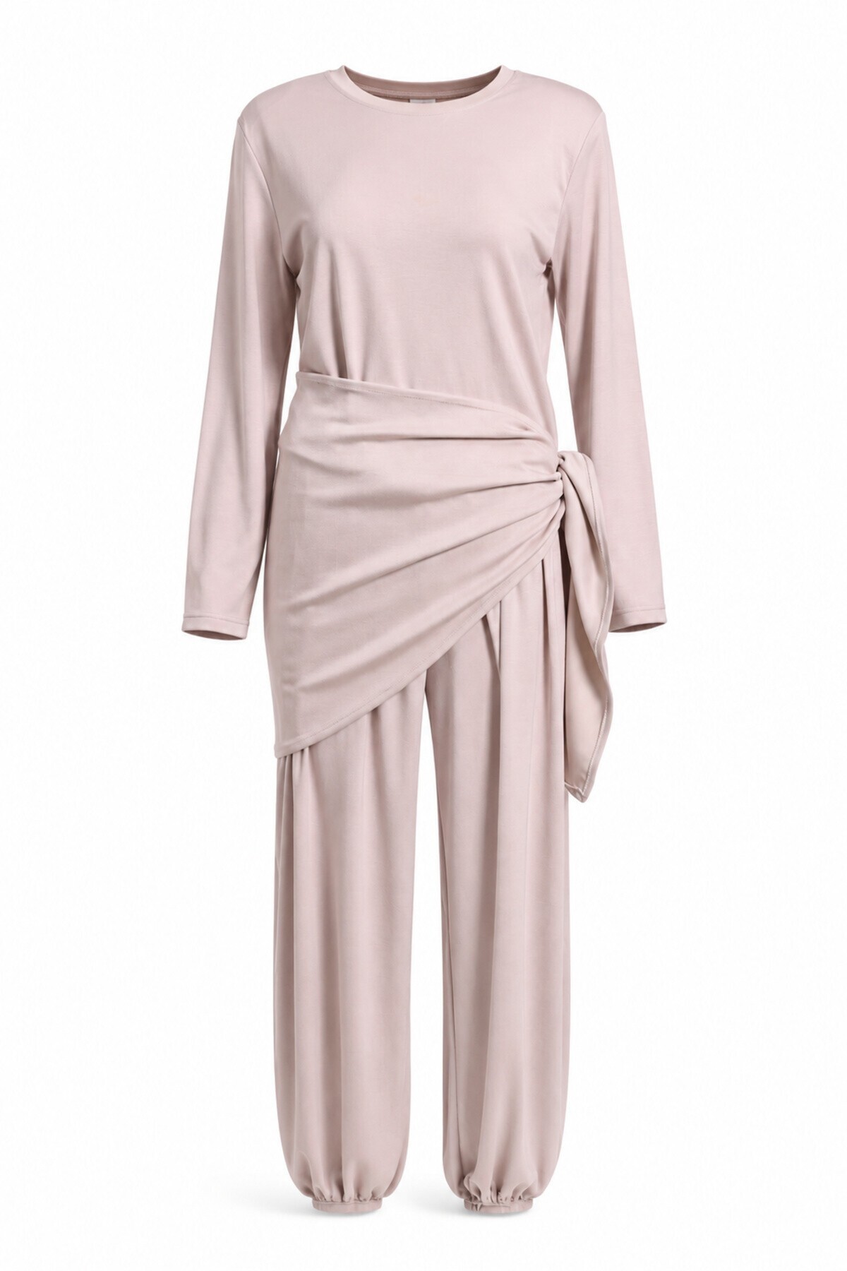 Beli Şallı Modal Bluz Pantolon Takım TAŞ LBY0073