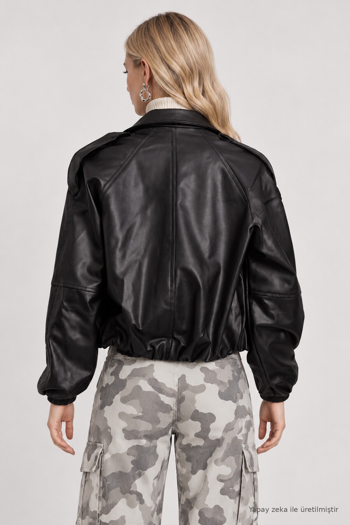 Bomber Suni Deri Ceket SİYAH LAX0019