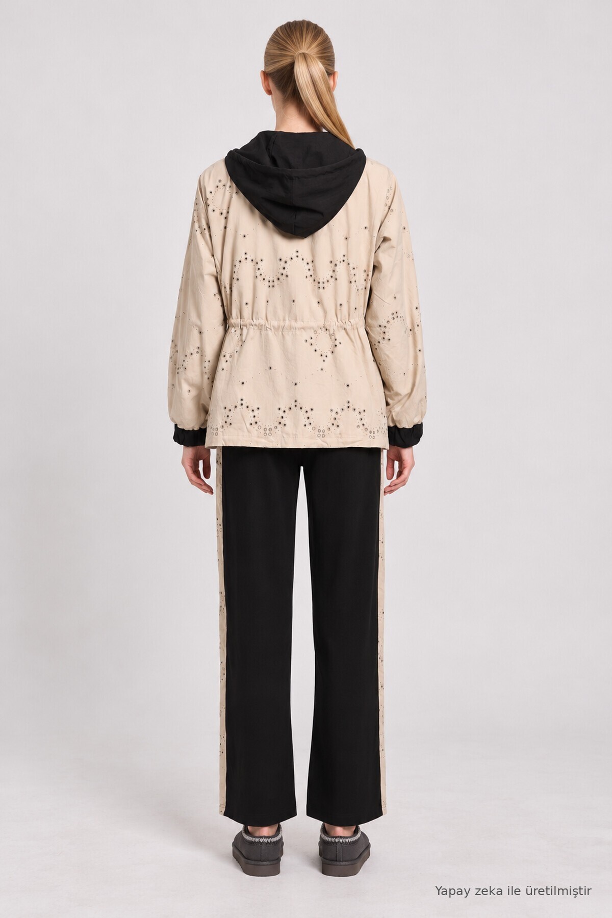 Çift Parça Görünüm Colorblock Alt-Üst Takım SİYAH LBY0108