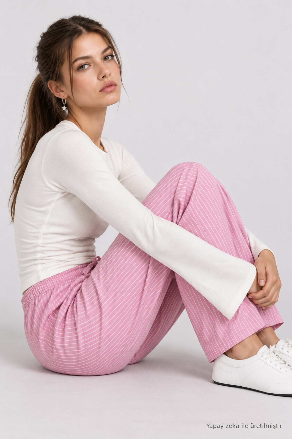 Çizgili Mevsimlik Pantolon PEMBE LNZ0002