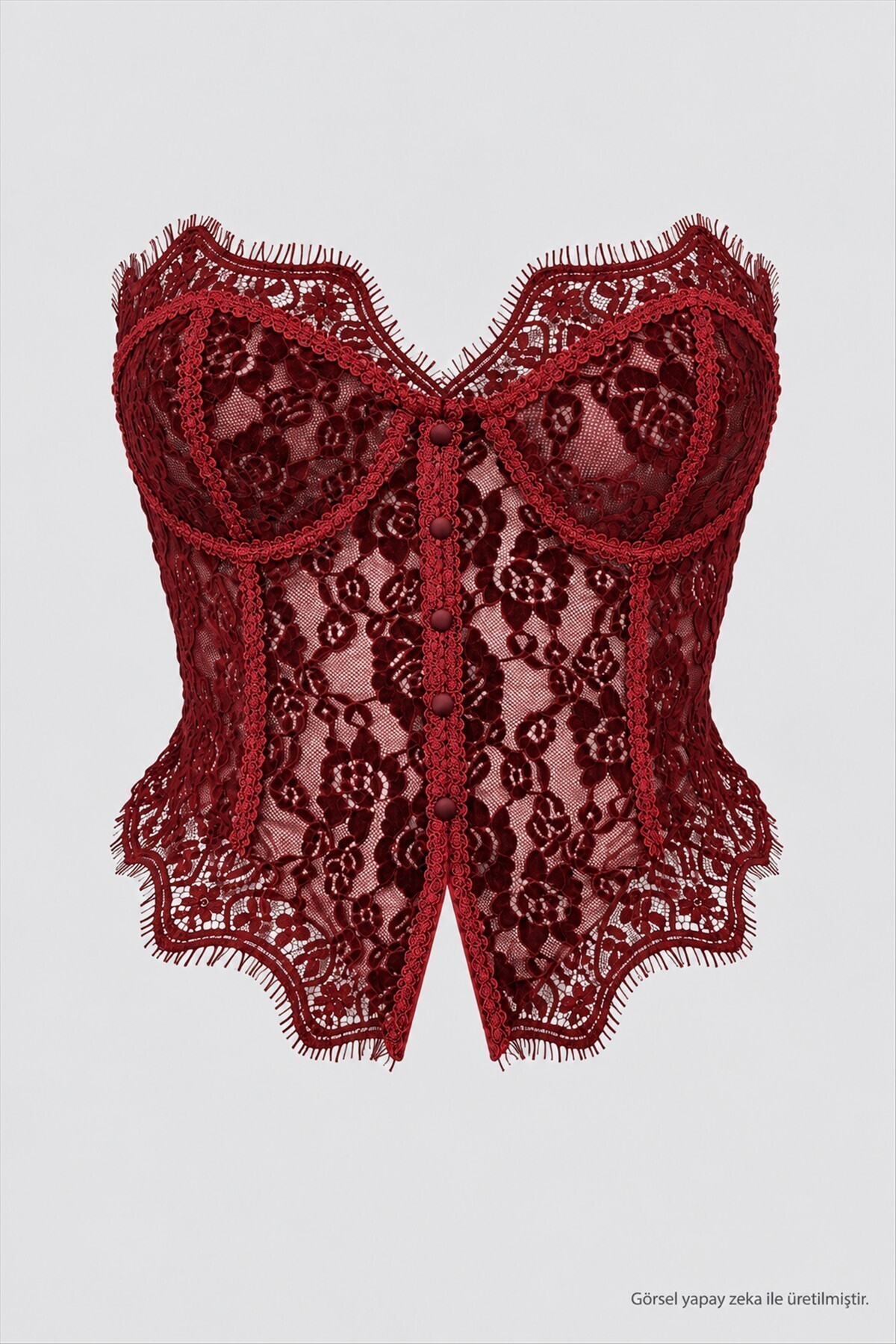 Dantelli Korse Bluz BORDO LCV0010