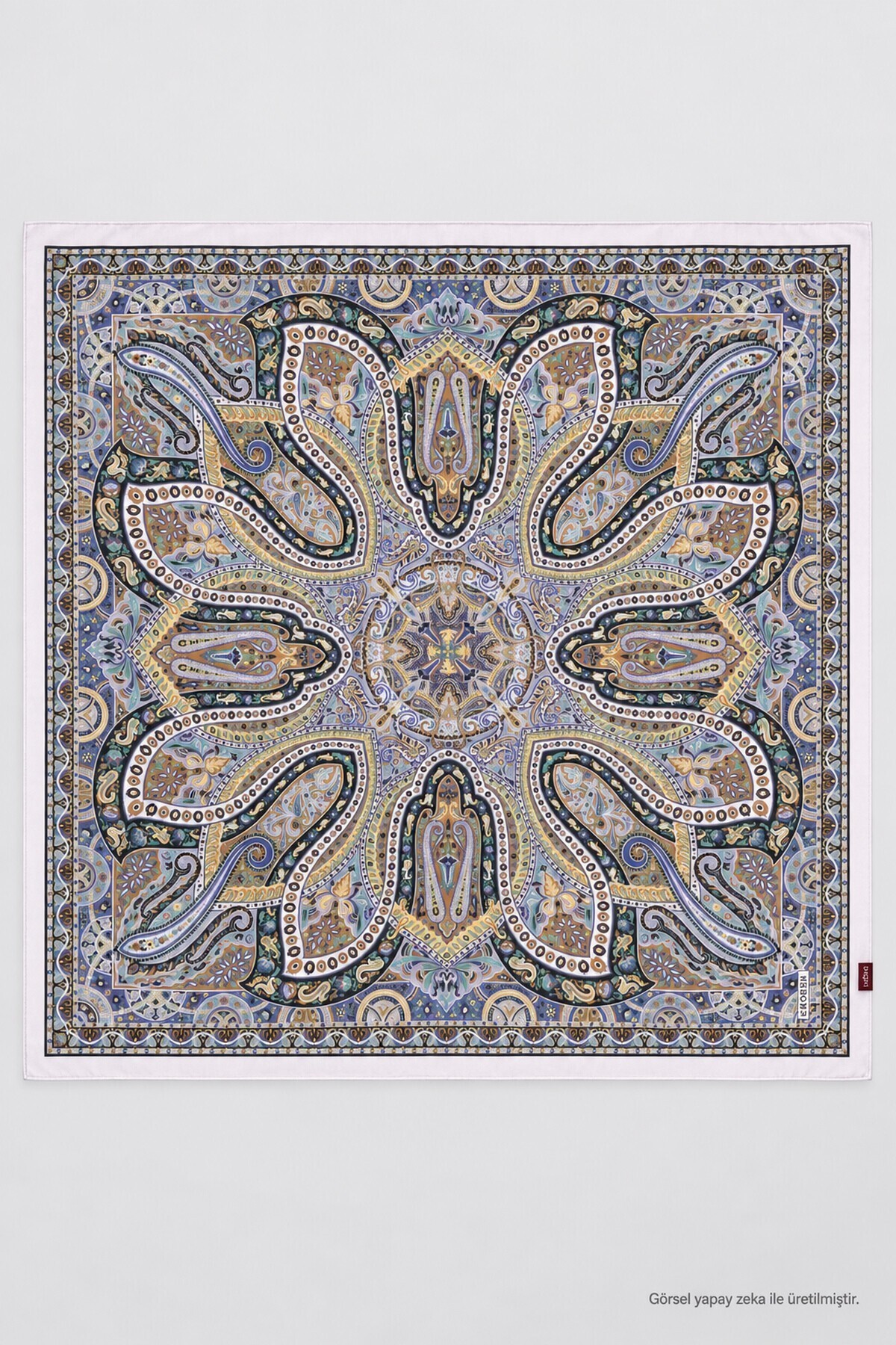 Desenli Fular Eşarp 90*90 MOR BEYAZ LNW0003
