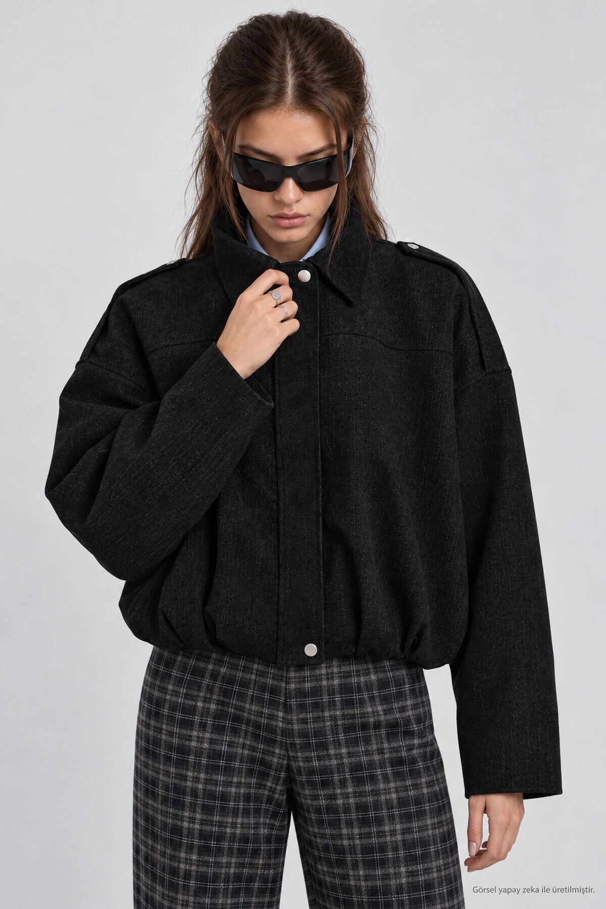Kadife Dokulu Premium Selection Bomber Ceket SİYAH LBY0097