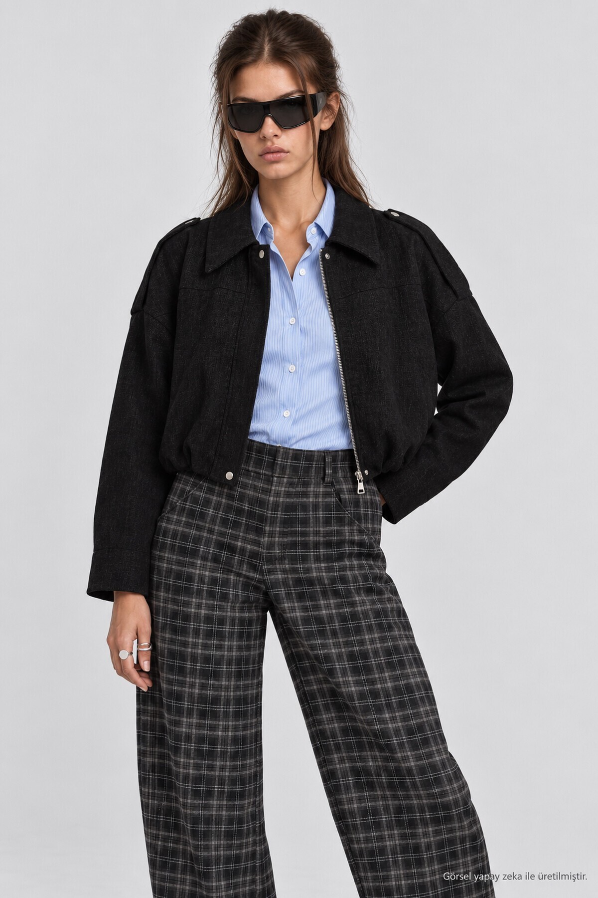 Kadife Dokulu Premium Selection Bomber Ceket SİYAH LBY0097