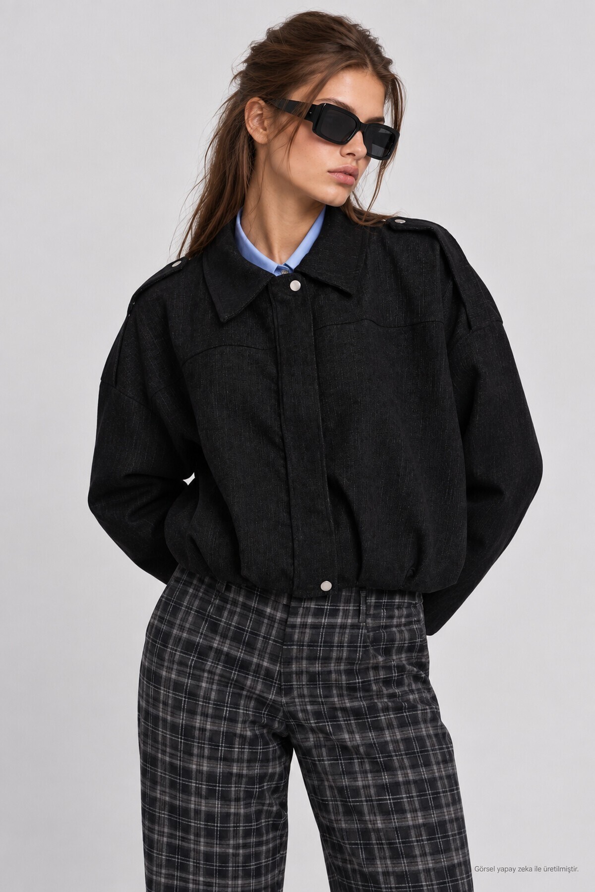 Kadife Dokulu Premium Selection Bomber Ceket SİYAH LBY0097