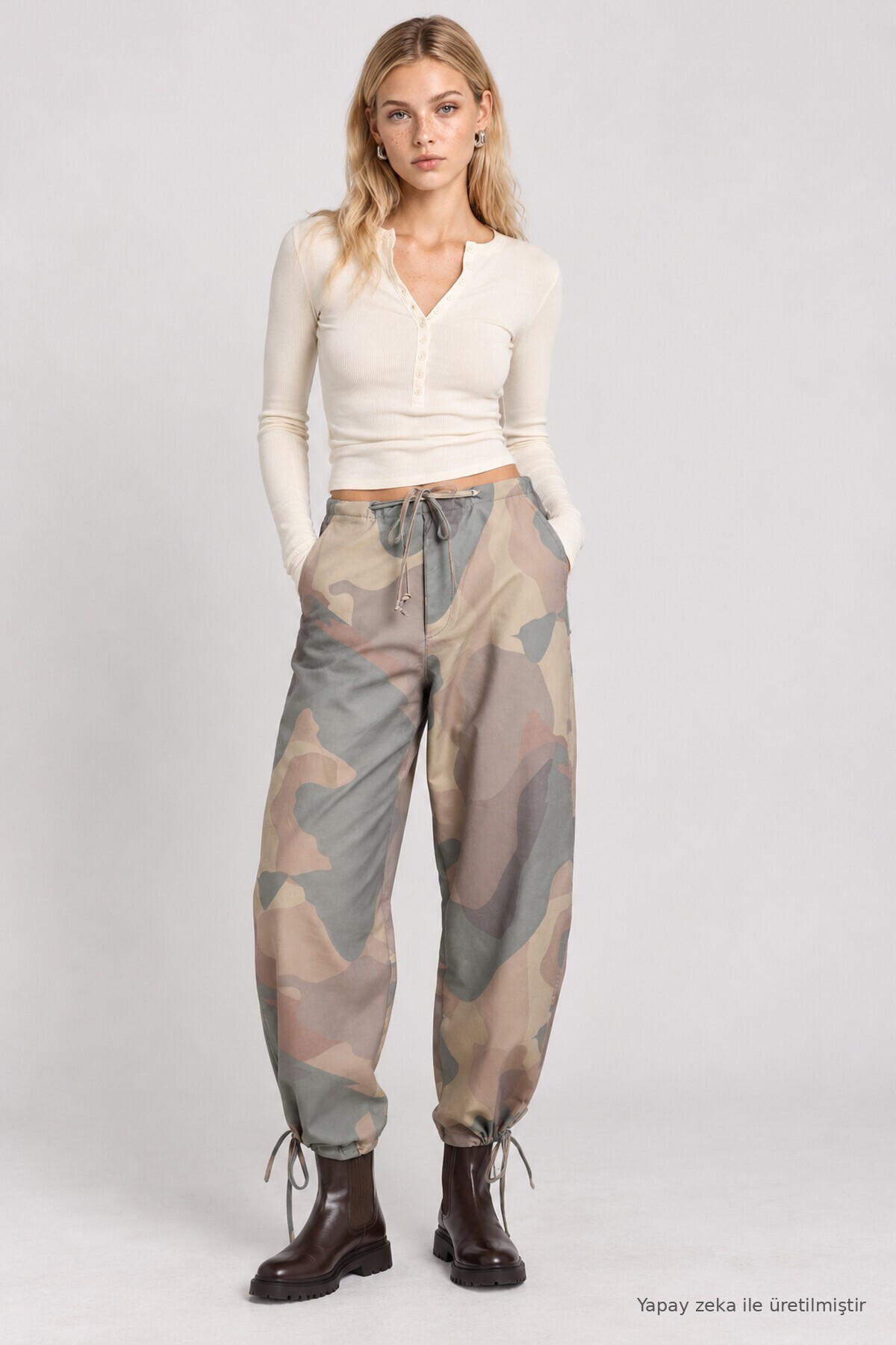 Kamuflaj Desenli Gabardin Pantolon HAKİ LBY0116