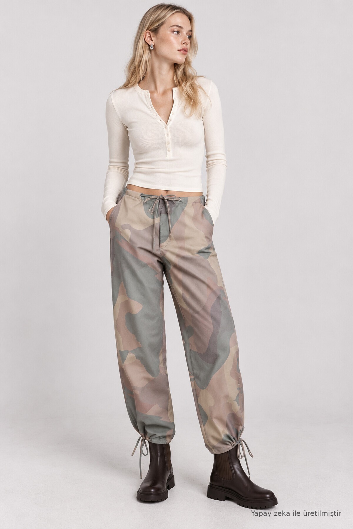 Kamuflaj Desenli Gabardin Pantolon HAKİ LBY0116