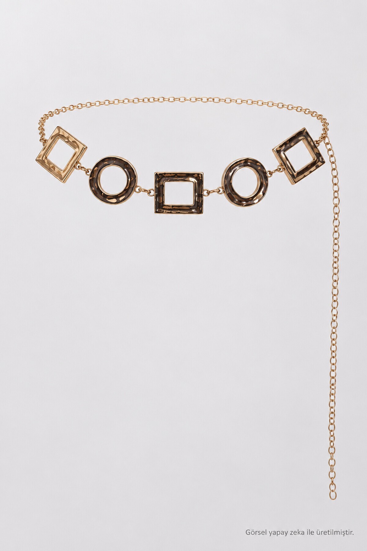 Kare Yuvarlak Metal Zincir Kemer GOLD LKM0018