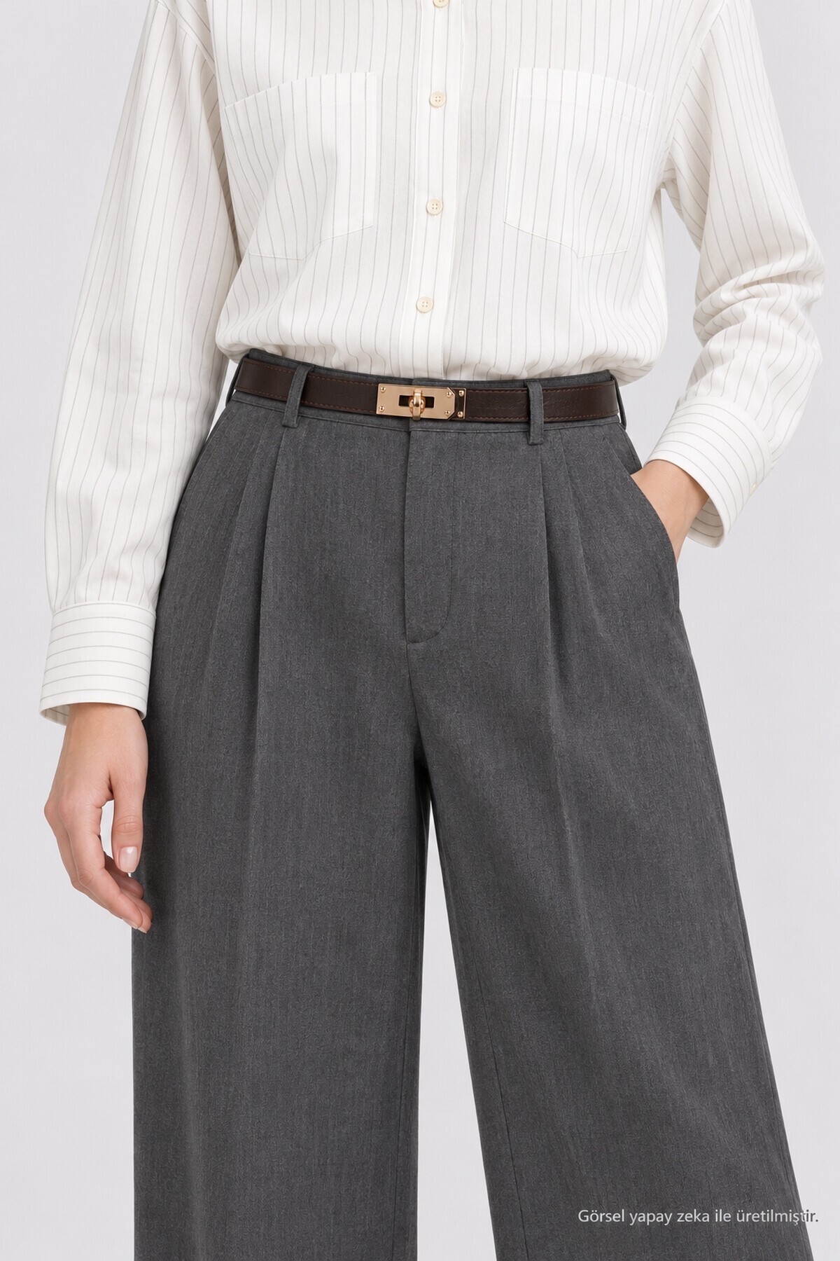 Kilitli Gold Tokalı Ayarlanabilir Suni Deri Kemer KAHVERENGİ LKM0004