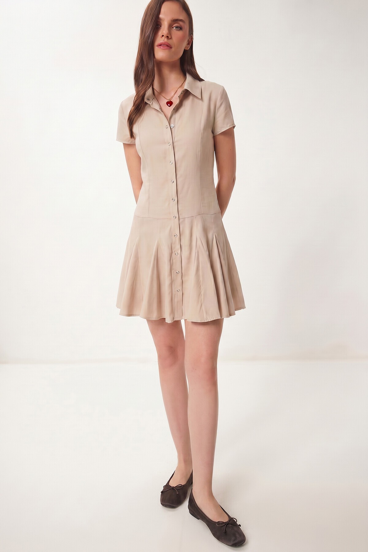Mini Modal Gömlek Elbise TAŞ LUB0366