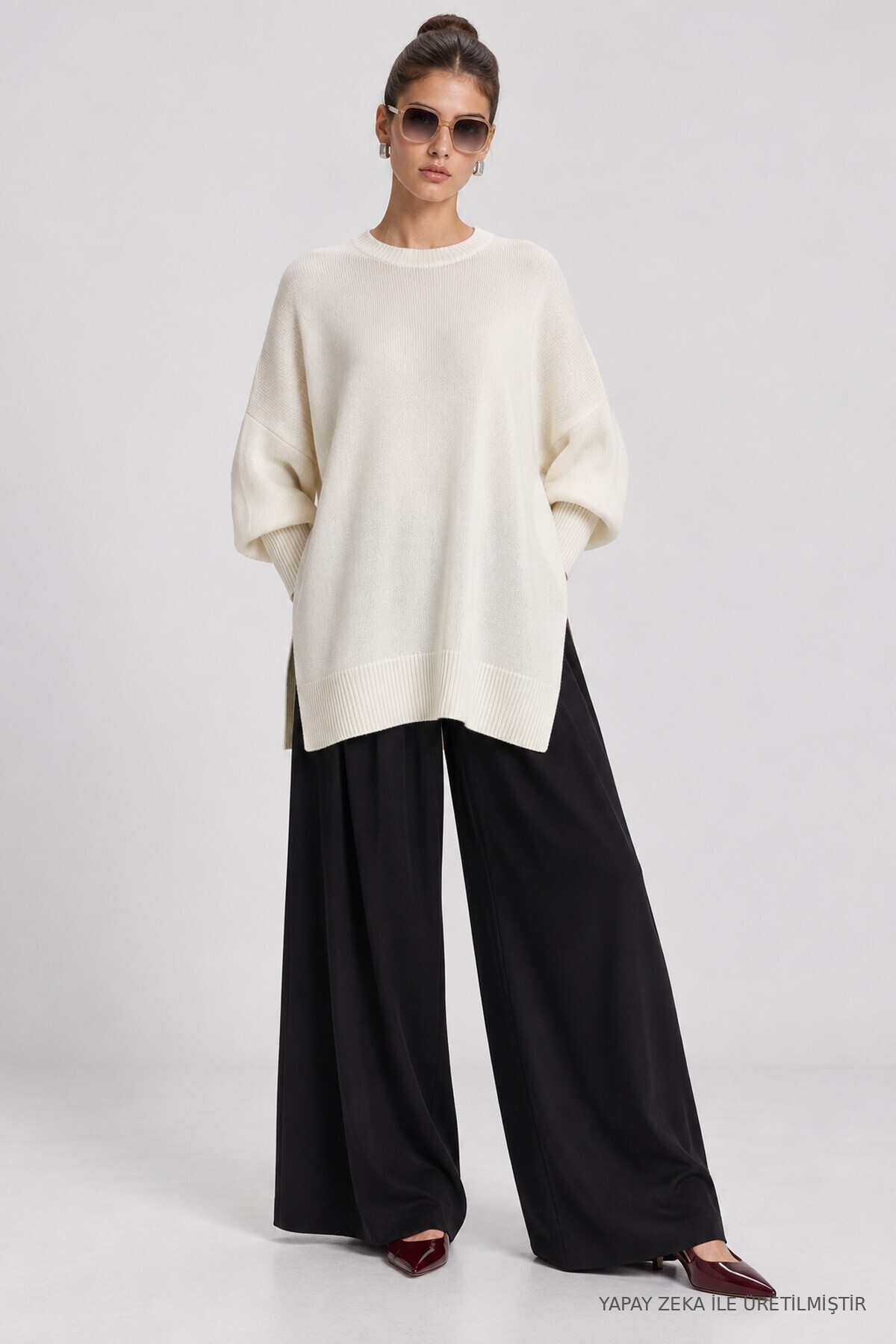 Oversize Basic Triko Kazak EKRU LKİ0072