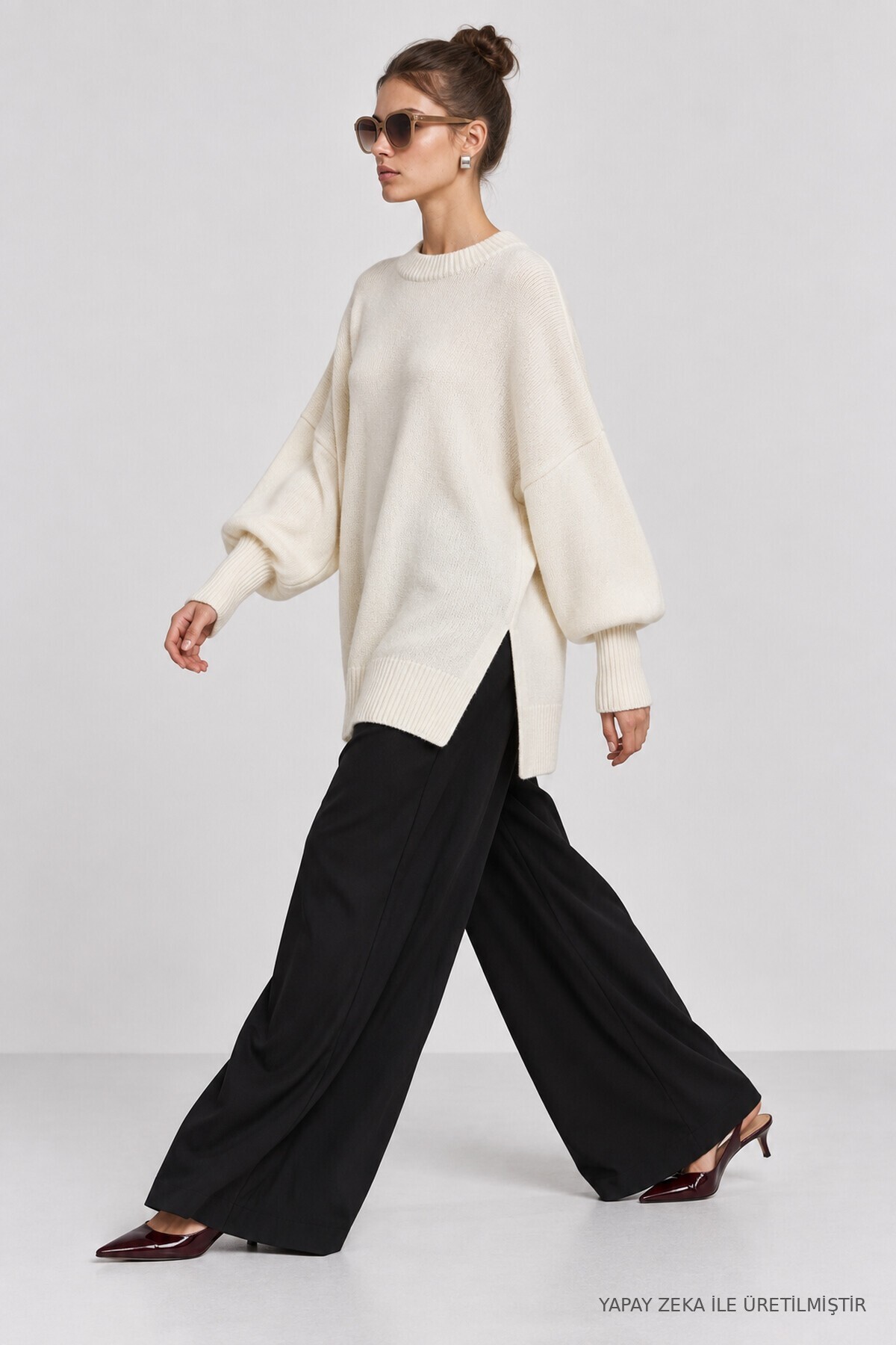 Oversize Basic Triko Kazak EKRU LKİ0072