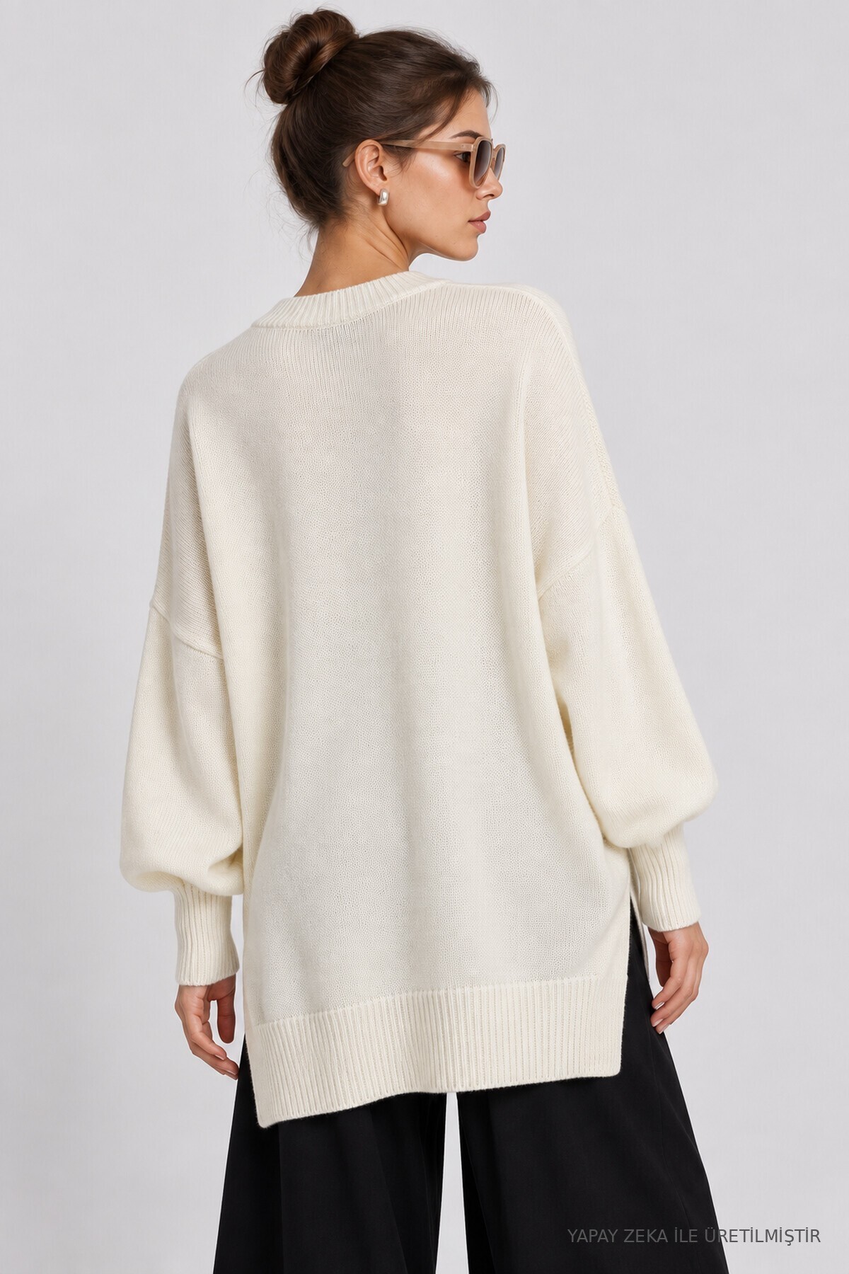 Oversize Basic Triko Kazak EKRU LKİ0072