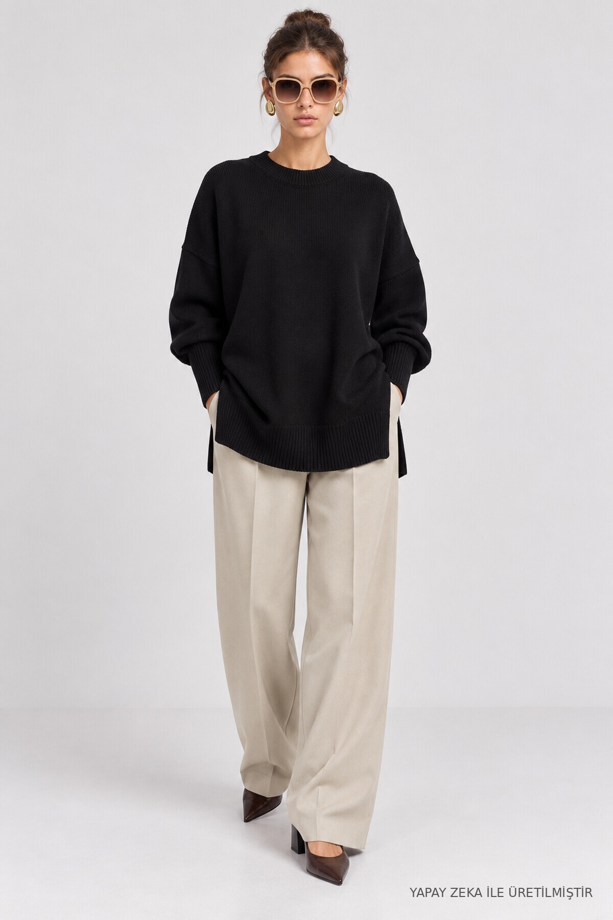 Oversize Basic Triko Kazak SİYAH LKİ0072