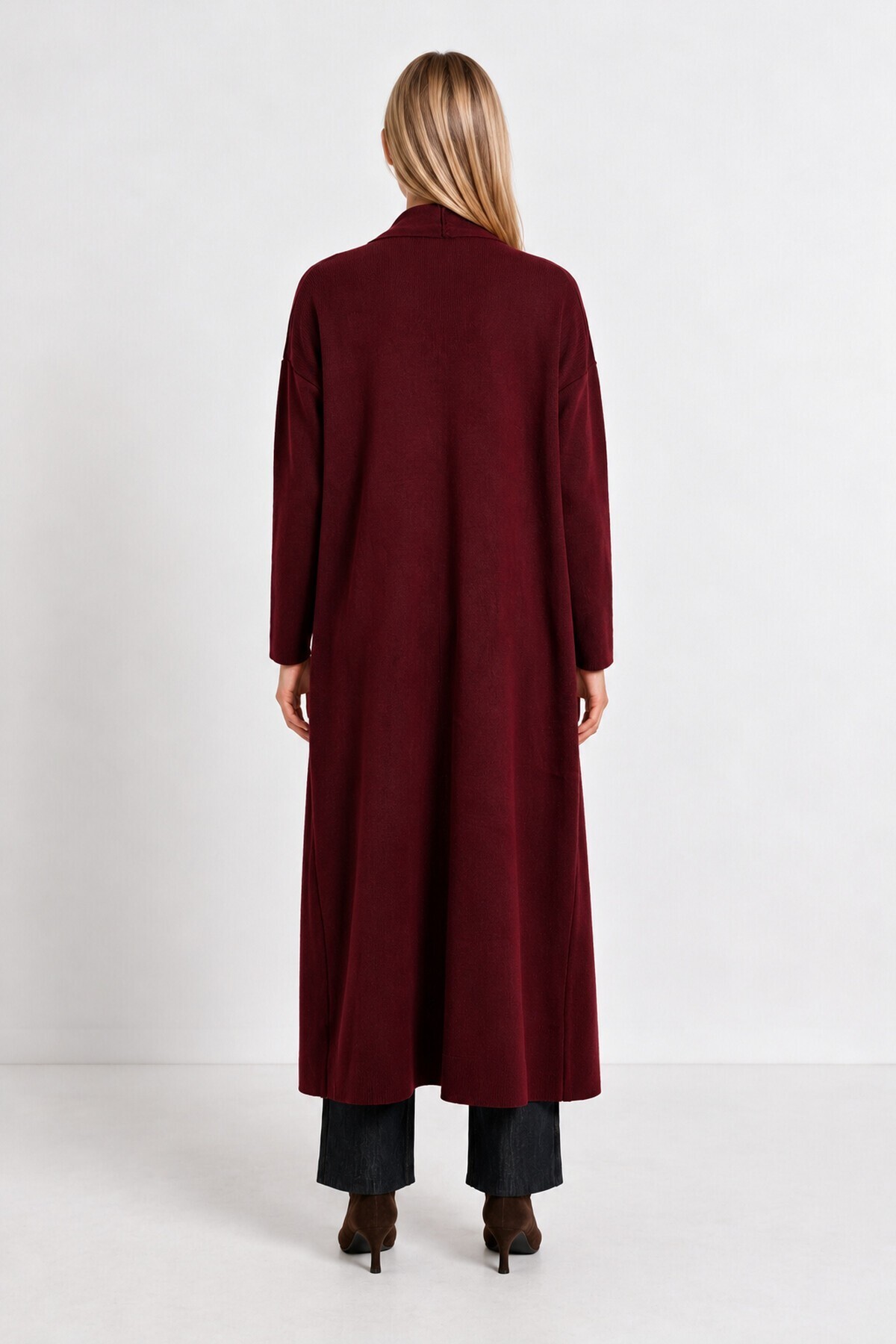 Oversize Uzun Triko Hırka BORDO LMA0003