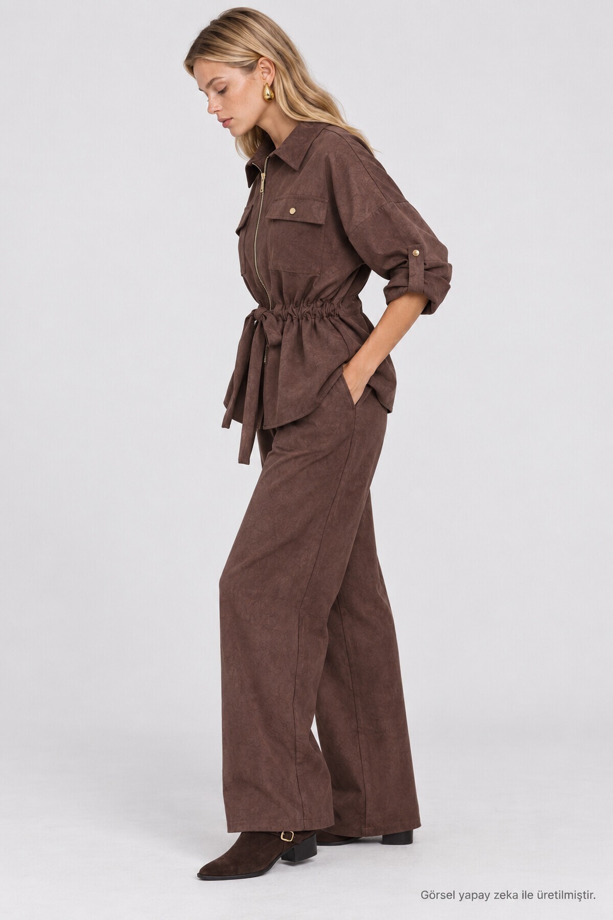 Premium Selection Süet Modal Takım KAHVERENGİ LBY0098