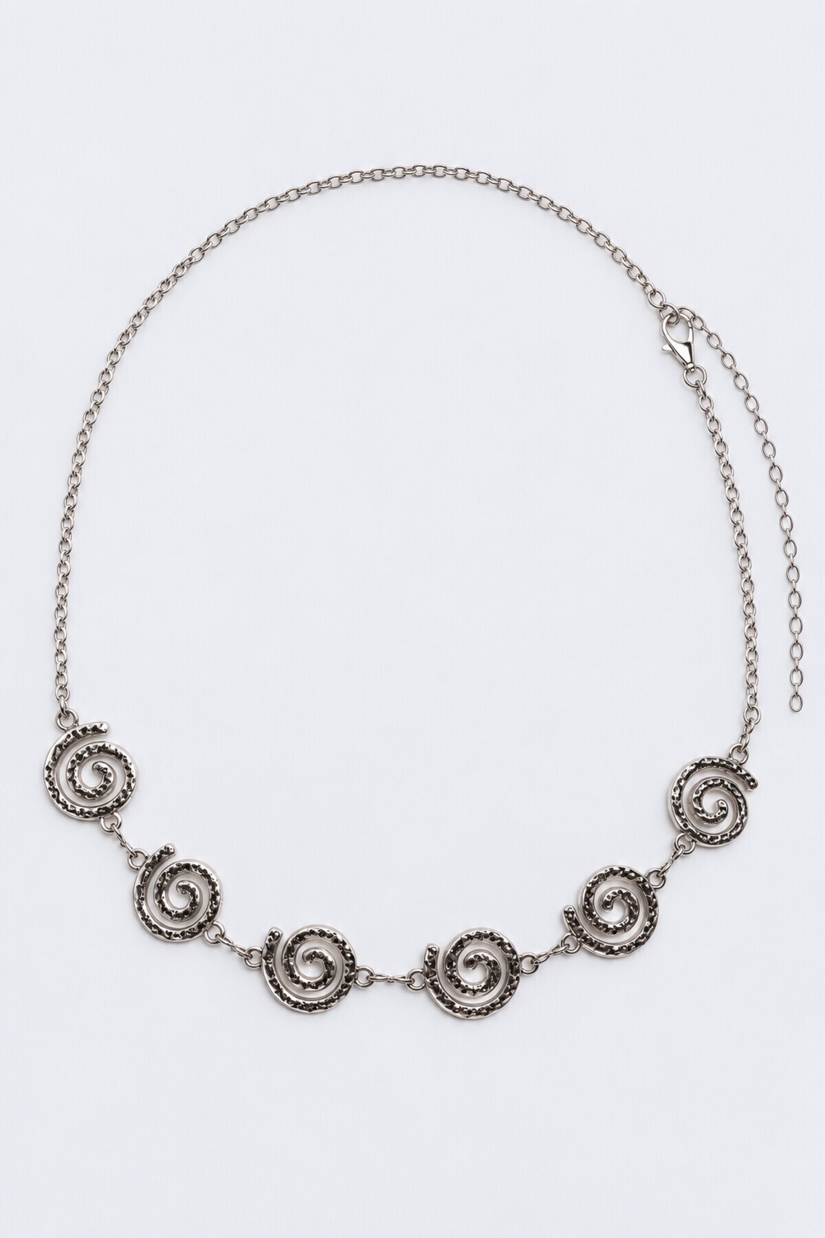 Spiral Sarmal Motifli Metal Zincir Kemer GÜMÜŞ LKU0003