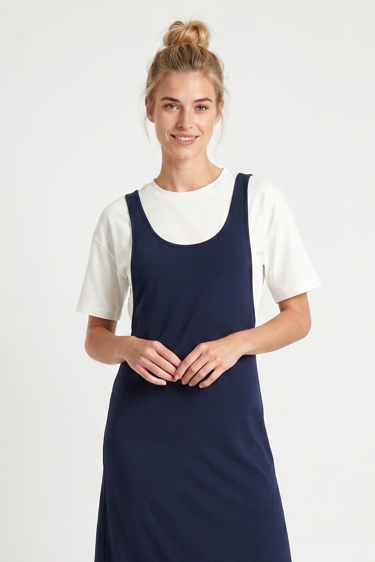 T-shirt Elbise İkili Modal Takım LACİVERT LNT0038