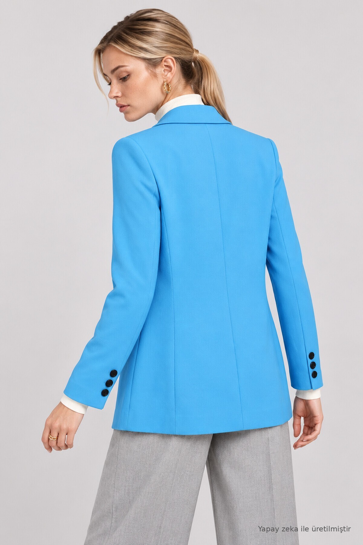 Vatkalı Blazer Dokuma Ceket TURKUAZ LNT0049