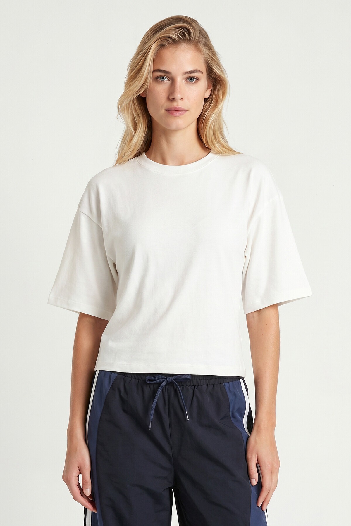 Yarasa Kollu Basic Modal T-shirt EKRU LUB0357