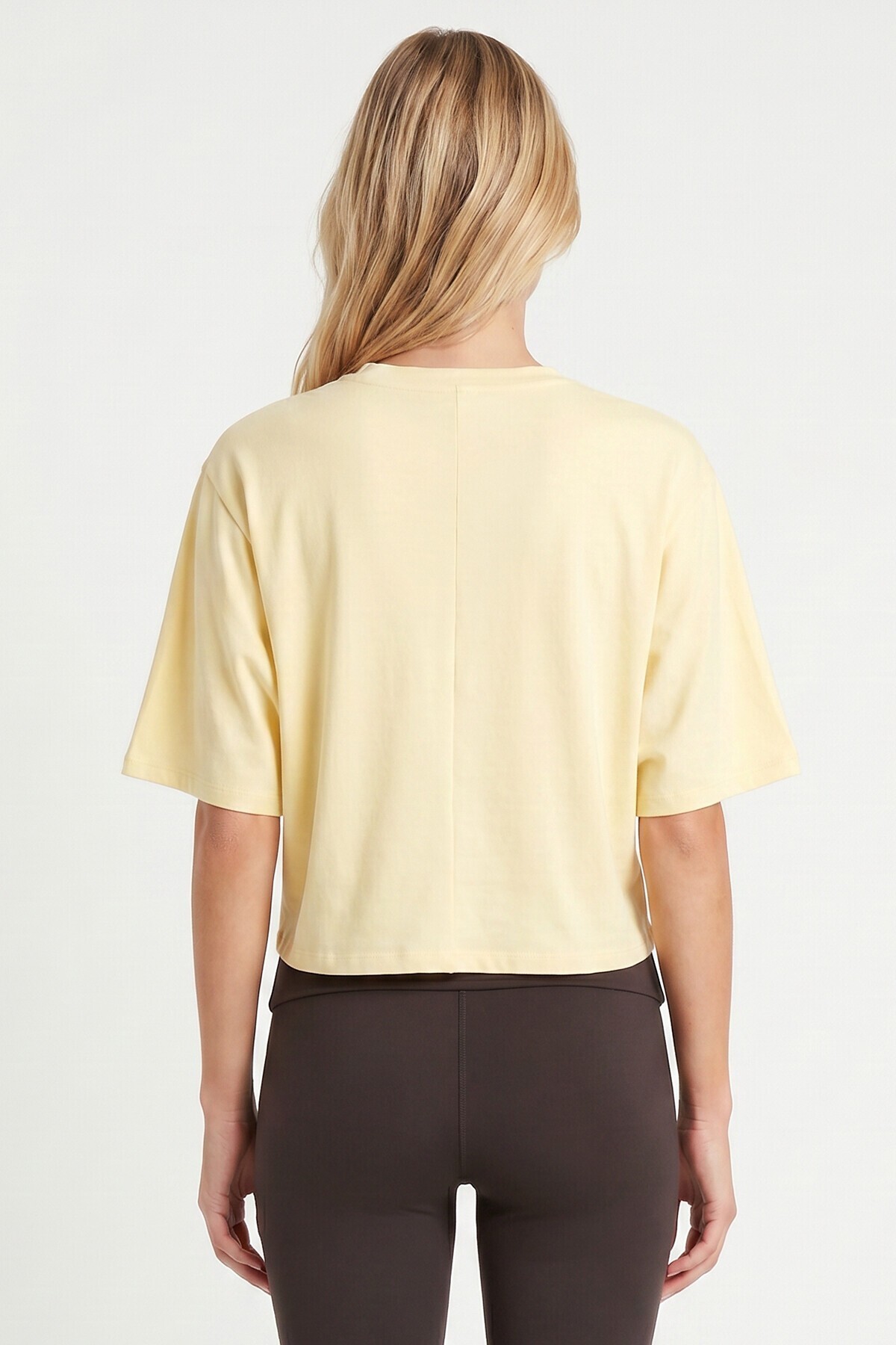 Yarasa Kollu Basic Modal T-shirt SARI LUB0357