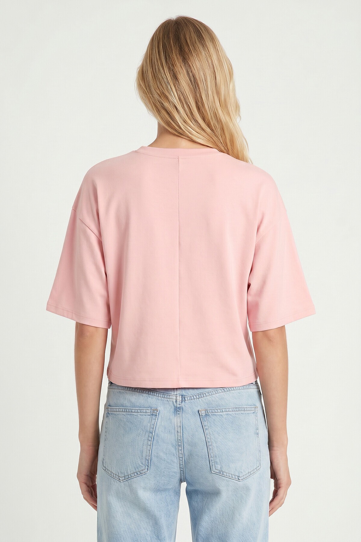 Yarasa Kollu Basic Modal T-shirt ŞEKER PEMBE LUB0357