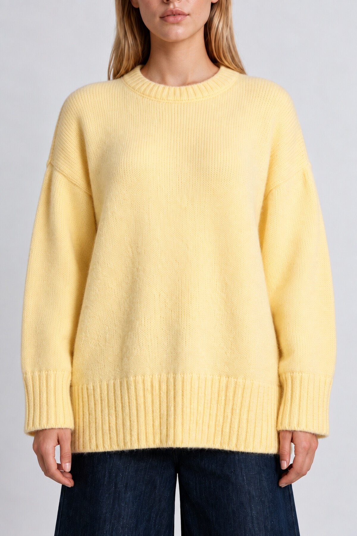 Yumuşak Dokulu Oversize Triko Kazak 4270 SARI LPF0063