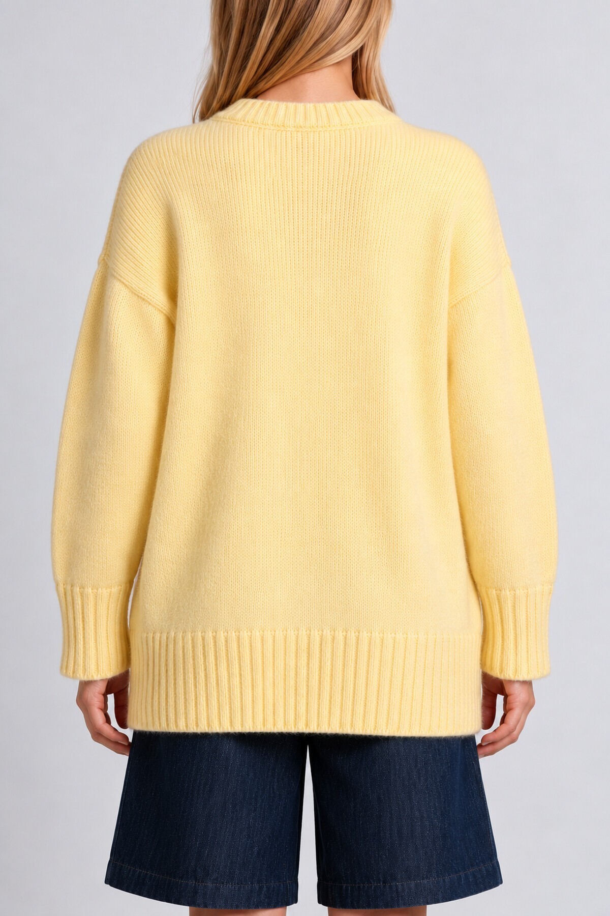 Yumuşak Dokulu Oversize Triko Kazak 4270 SARI LPF0063