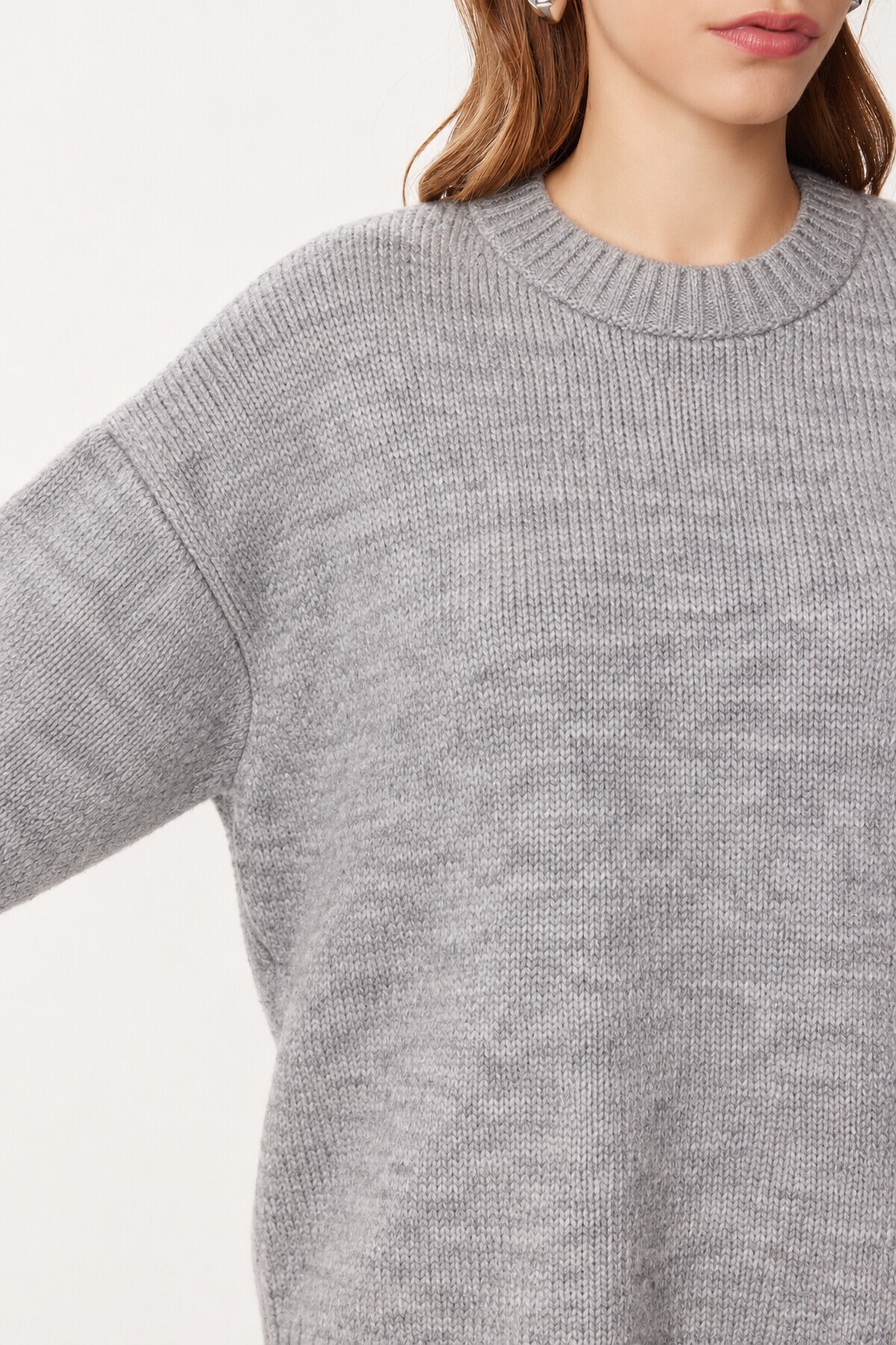 Yumuşak Dokulu Oversize Triko Kazak GRİ LPF0063