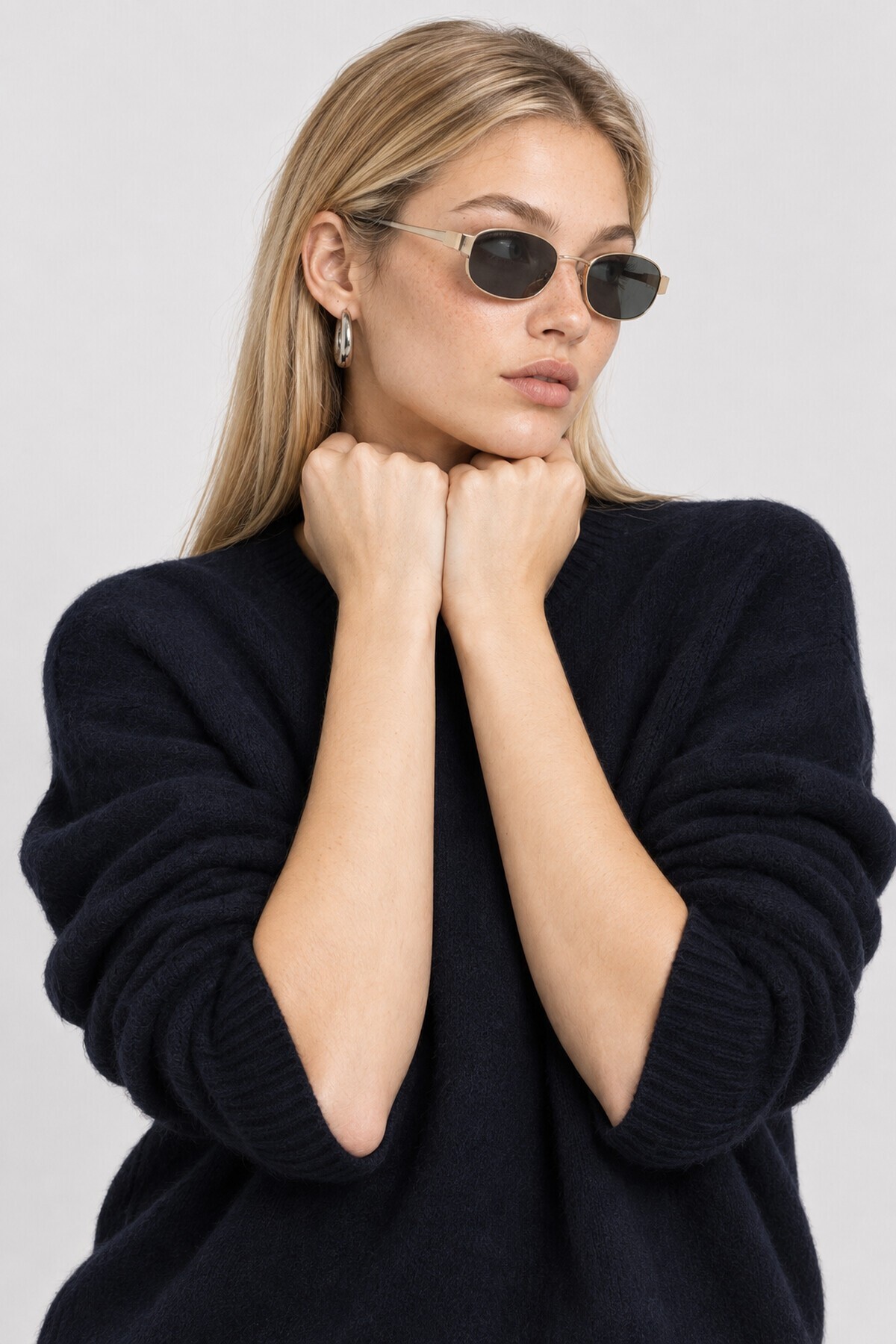 Yün Karışımlı Oversize Triko Kazak 4270 LACİVERT LKİ0062