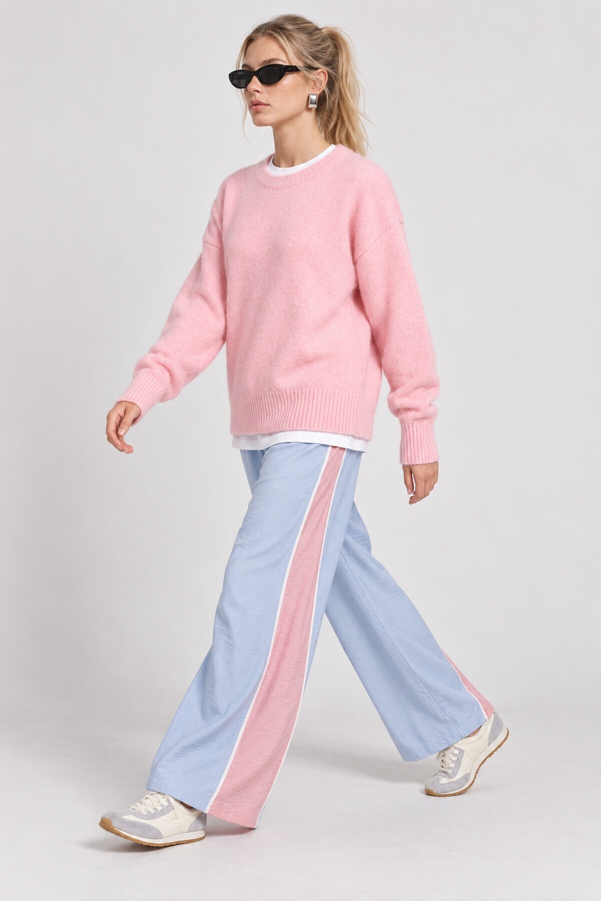 Yün Karışımlı Oversize Triko Kazak 4270 PEMBE LKİ0062