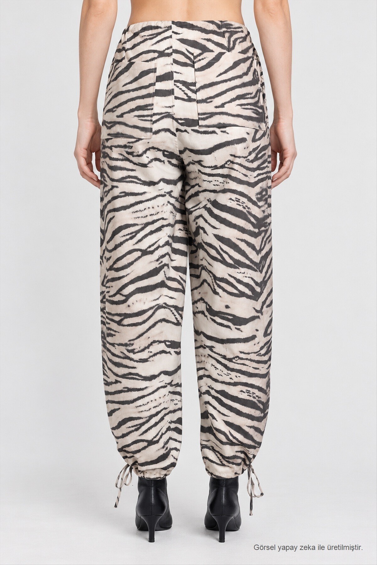 Zebra Desenli Gabardin Pantolon ANTRASİT KREM LBY0117