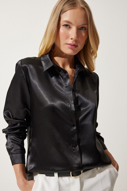 HAFİF DÖKÜMLÜ SATEN YÜZEYLİ GÖMLEK