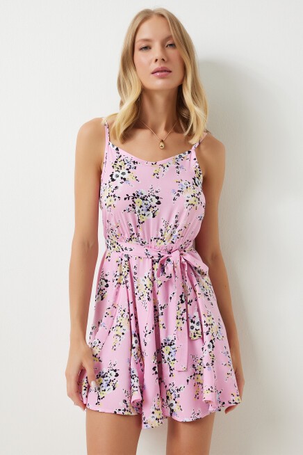 DESENLİ ASKILI VİSKON KLOŞ ELBİSE