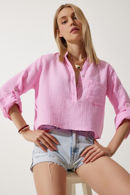 HAKİM YAKA PREMIUM MÜSLİN GÖMLEK BLUZ